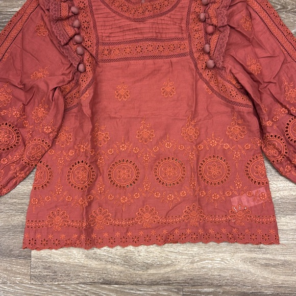 Sea New York rust embroidered long sleeve top - Picture 3 of 5